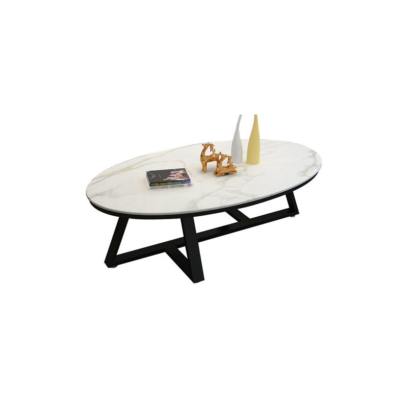 Modern Faux Marble Oval Coffee Table with Black/grey/white Top