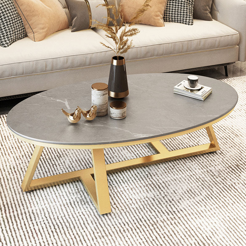 Modern Faux Marble Oval Coffee Table with Black/grey/white Top