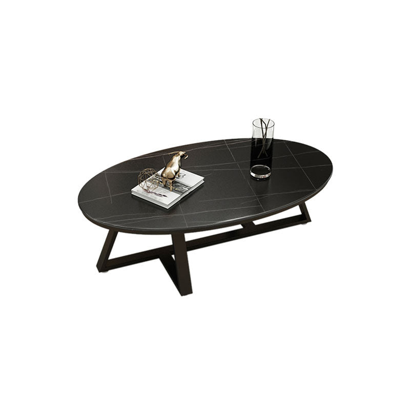 Modern Faux Marble Oval Coffee Table with Black/grey/white Top