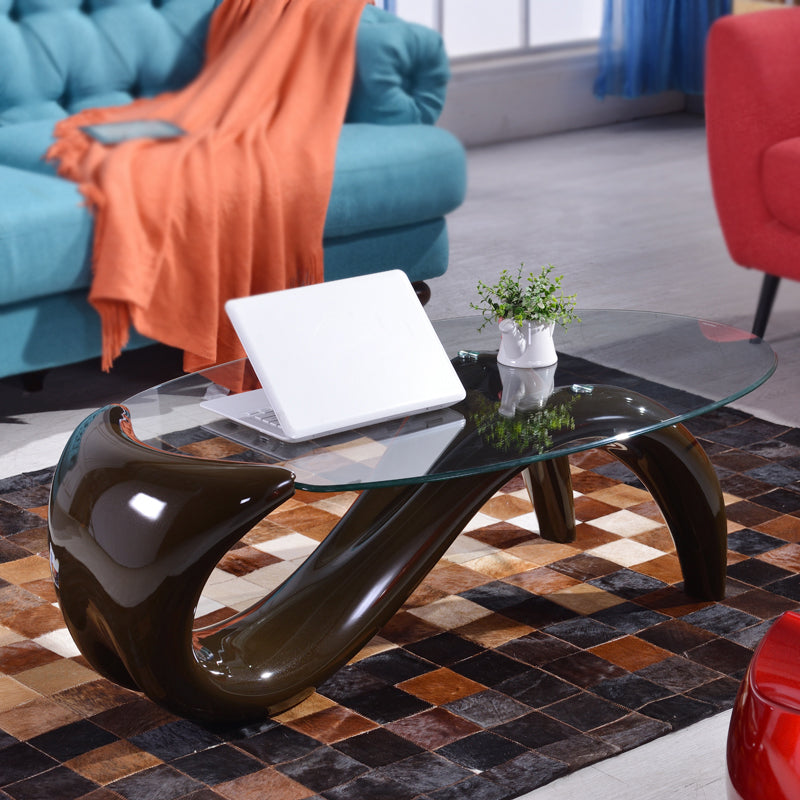 Abstract Coffee Table Contemporary Glass 15.7" Cocktail Table