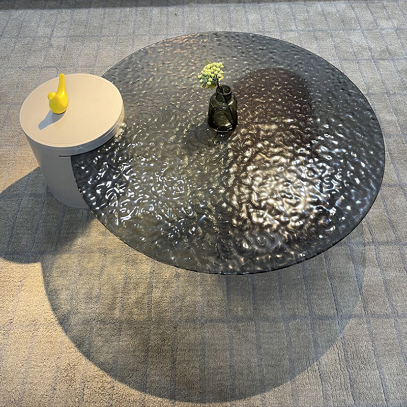 2 Legs 1 Single Coffee Table Modern Glass Cocktail Table in Clear