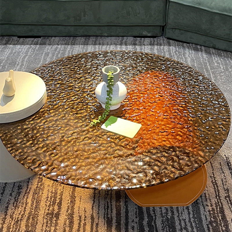 2 Legs 1 Single Coffee Table Modern Glass Cocktail Table in Clear