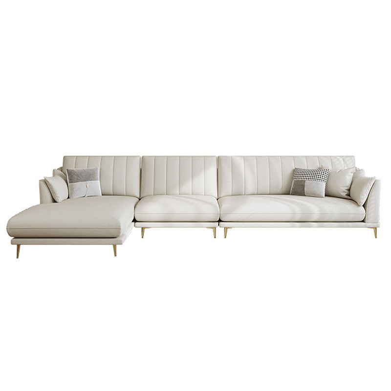 Pillow Top Arm Removable Cushions Sectional Sofa with Chaise in Beige