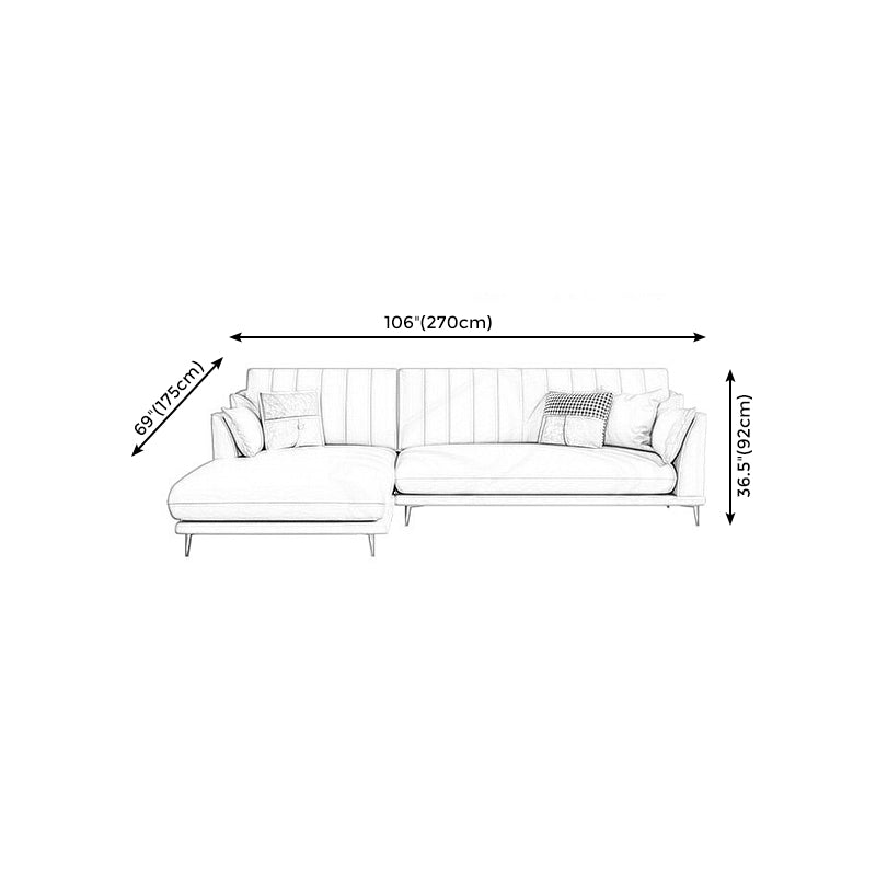 Pillow Top Arm Removable Cushions Sectional Sofa with Chaise in Beige