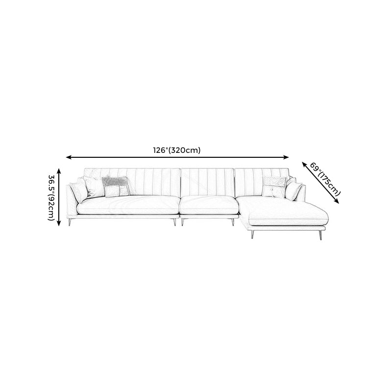 Pillow Top Arm Removable Cushions Sectional Sofa with Chaise in Beige