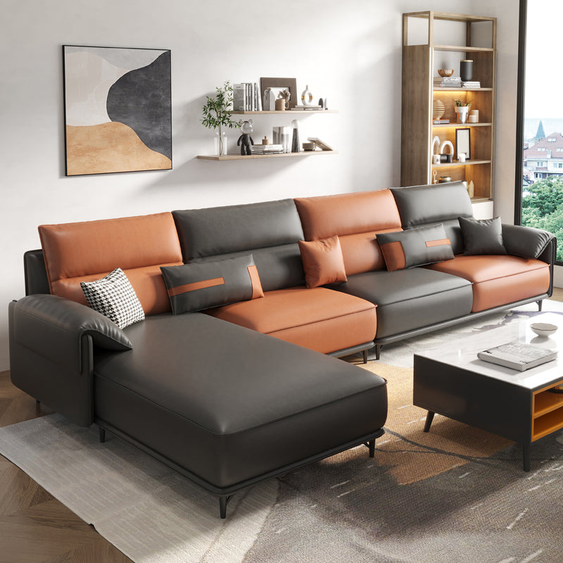 Pillow Top Arm Pillowed Back Cushions L-Shape Sectional Sofa with Chaise