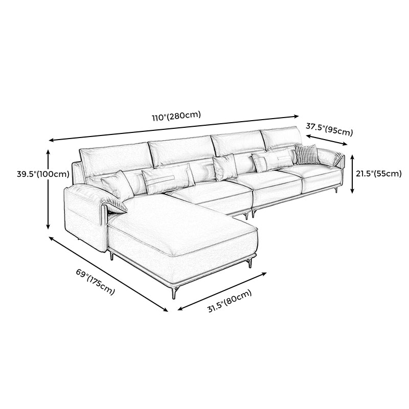 Pillow Top Arm Pillowed Back Cushions L-Shape Sectional Sofa with Chaise