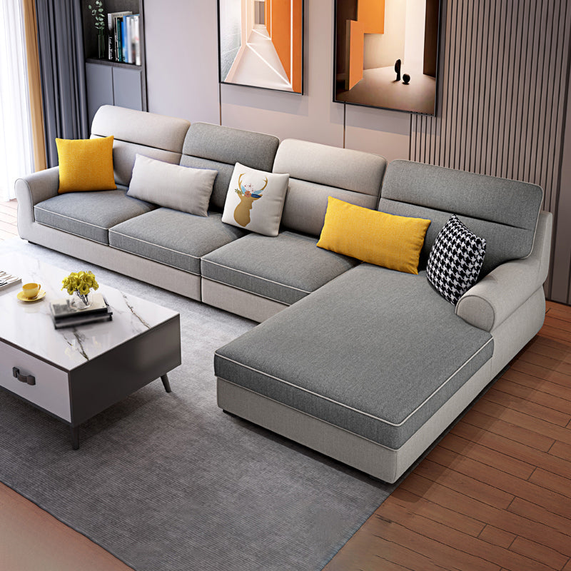 L-Shape Rolled Arm Pillowed Back Cushions Sectional Sofa with Chaise