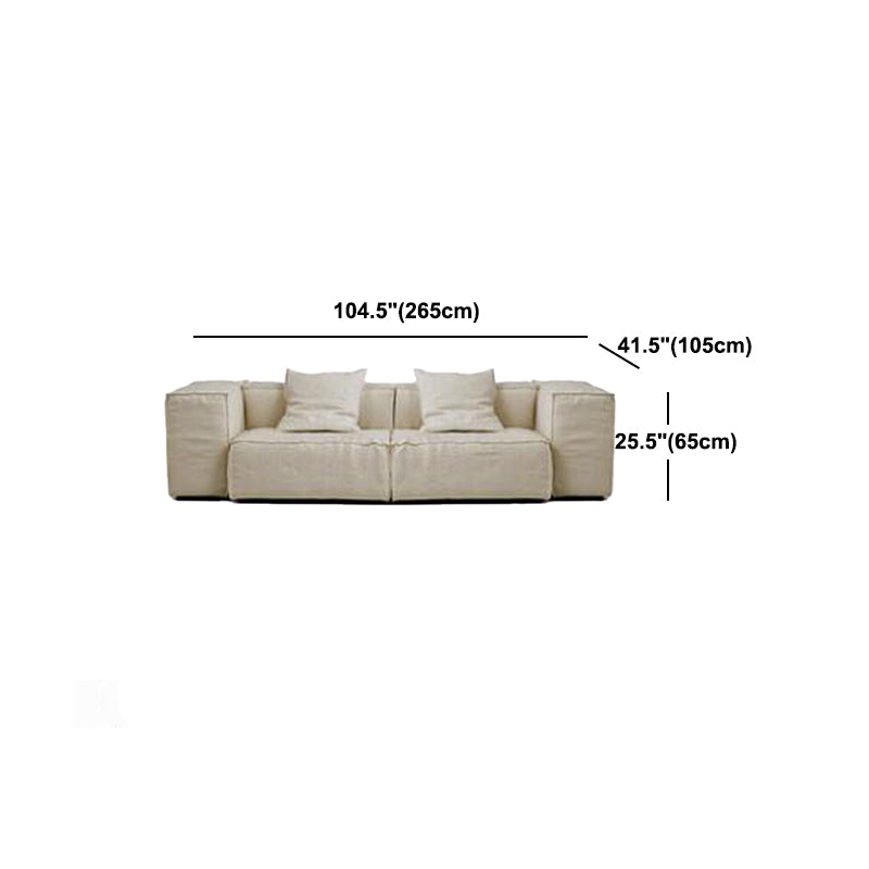 Cotton Blend Square Arm Sectional Sofa 25.6"High Cushion Back Sofa,White