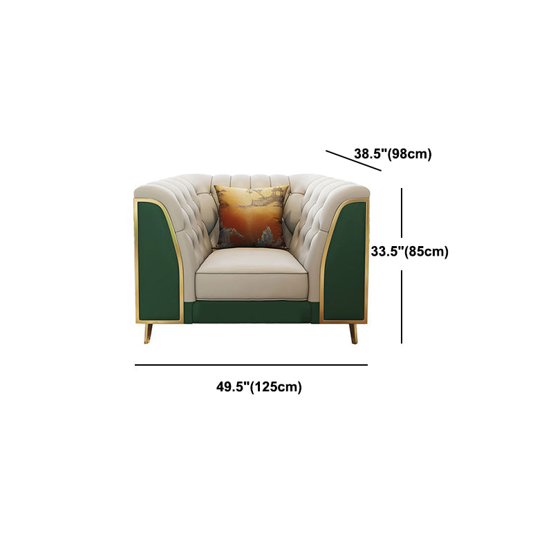 Leather Tuxedo Arm Sectional Sofa 33.46"High Tufted Split-Back Sofa