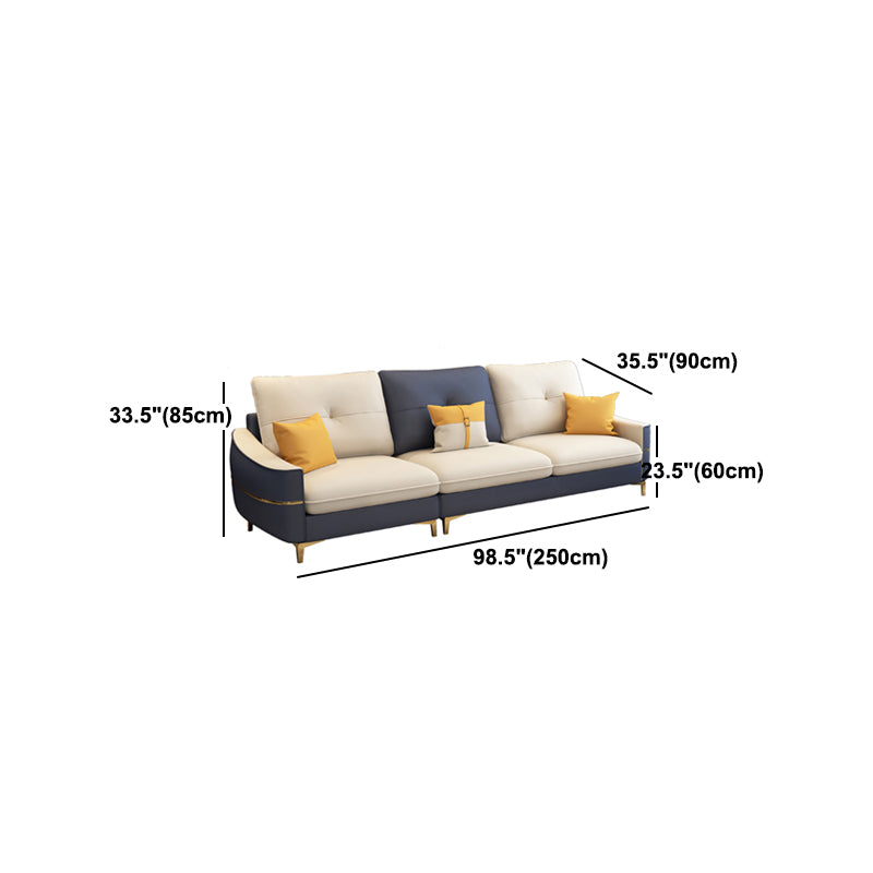 Square Arm Faux Leather Furniture Sectionals in Blue and White