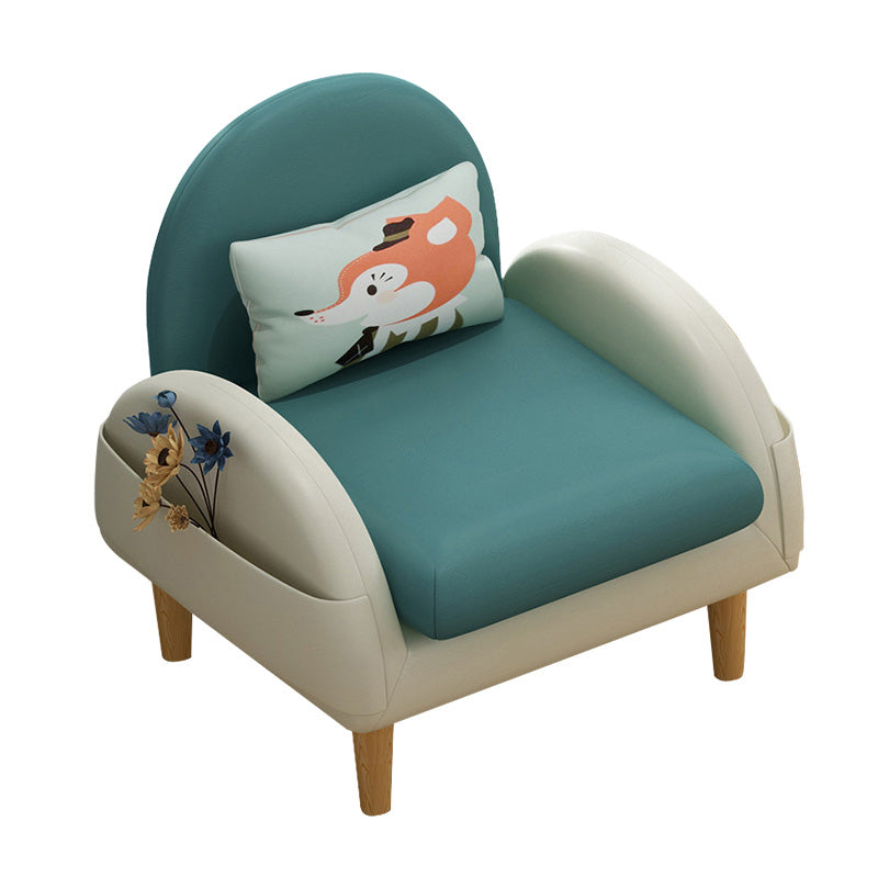 Faux Leather Arm Chair Pillow Back Accent Chair, 23.62" W √ó 25.59" L √ó 25.59" H