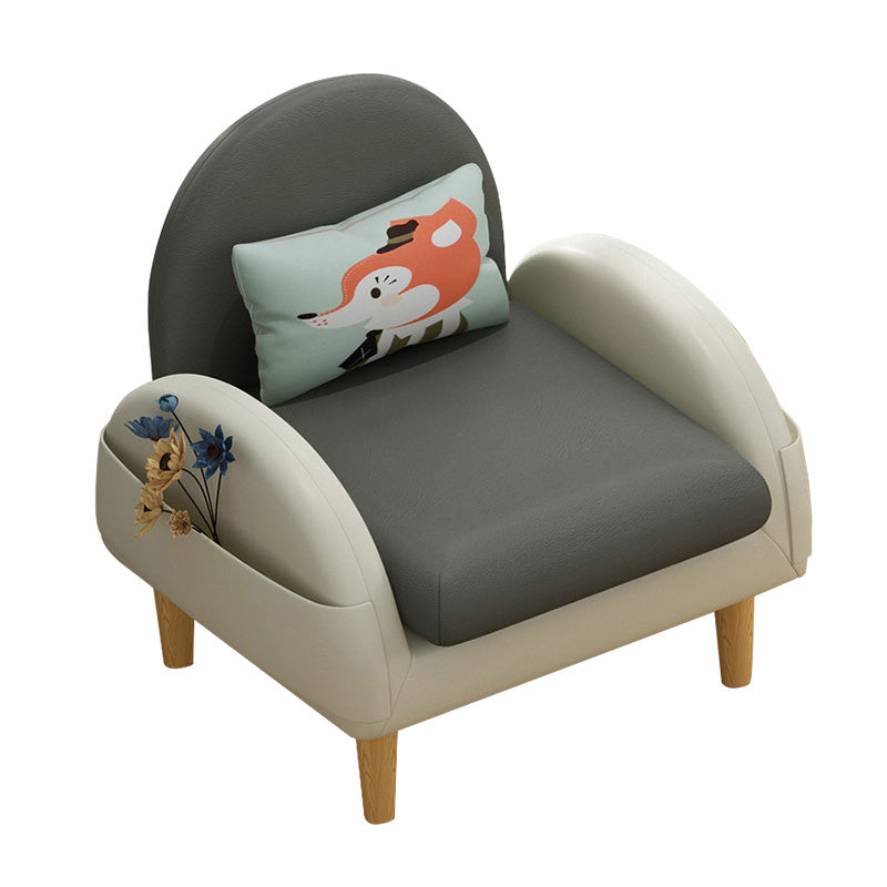 Faux Leather Arm Chair Pillow Back Accent Chair, 23.62" W √ó 25.59" L √ó 25.59" H