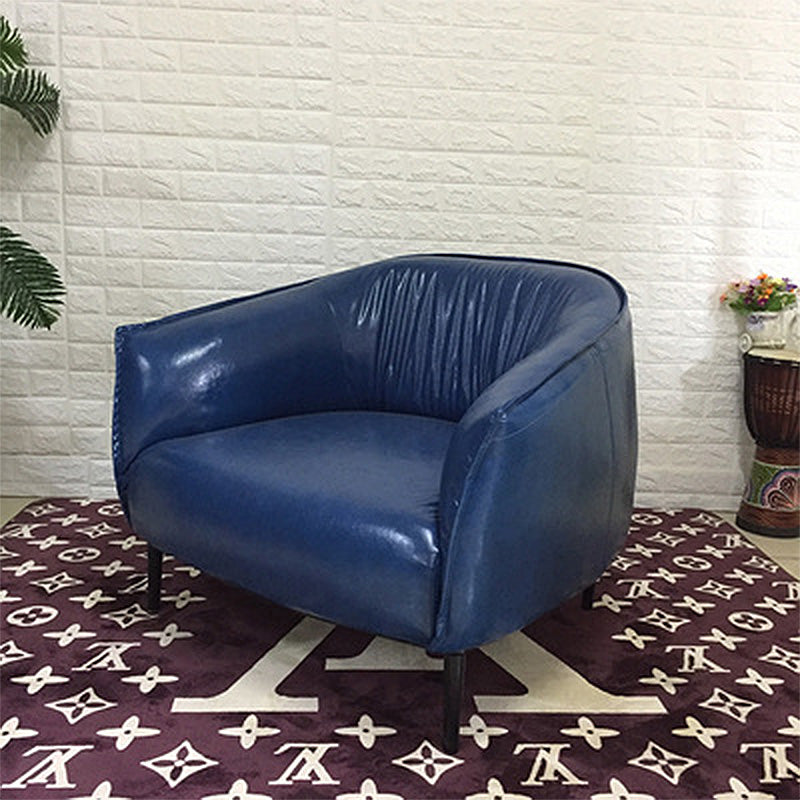 Solid Color Bedroom Leather Arms Included Round Arms Camel Back Barrel Chair