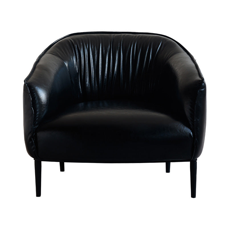 Solid Color Bedroom Leather Arms Included Round Arms Camel Back Barrel Chair