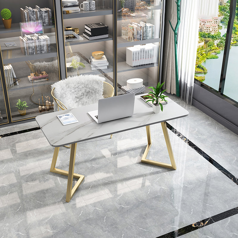 Modern Rectangular Writing Desk Sintered Stone Office Desk for Home