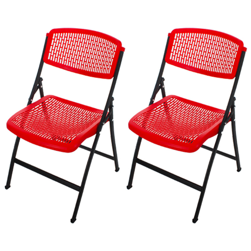 Armless Mid-Back Conference Chair Breathable Plastic Back and Seat Office Chair