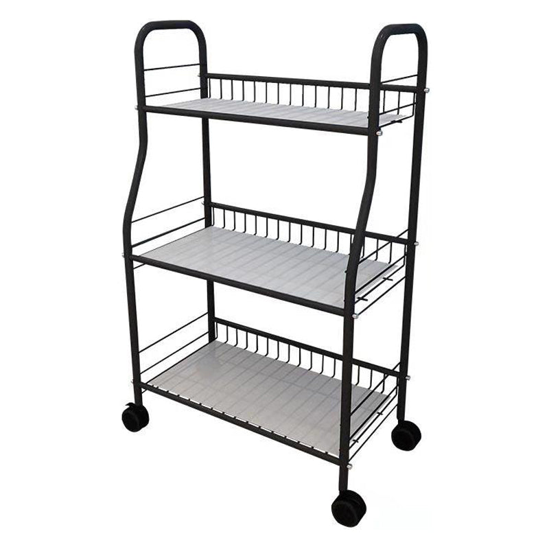 Modern Steel Bookshelf with Wheels Open Bookcase for Living Room