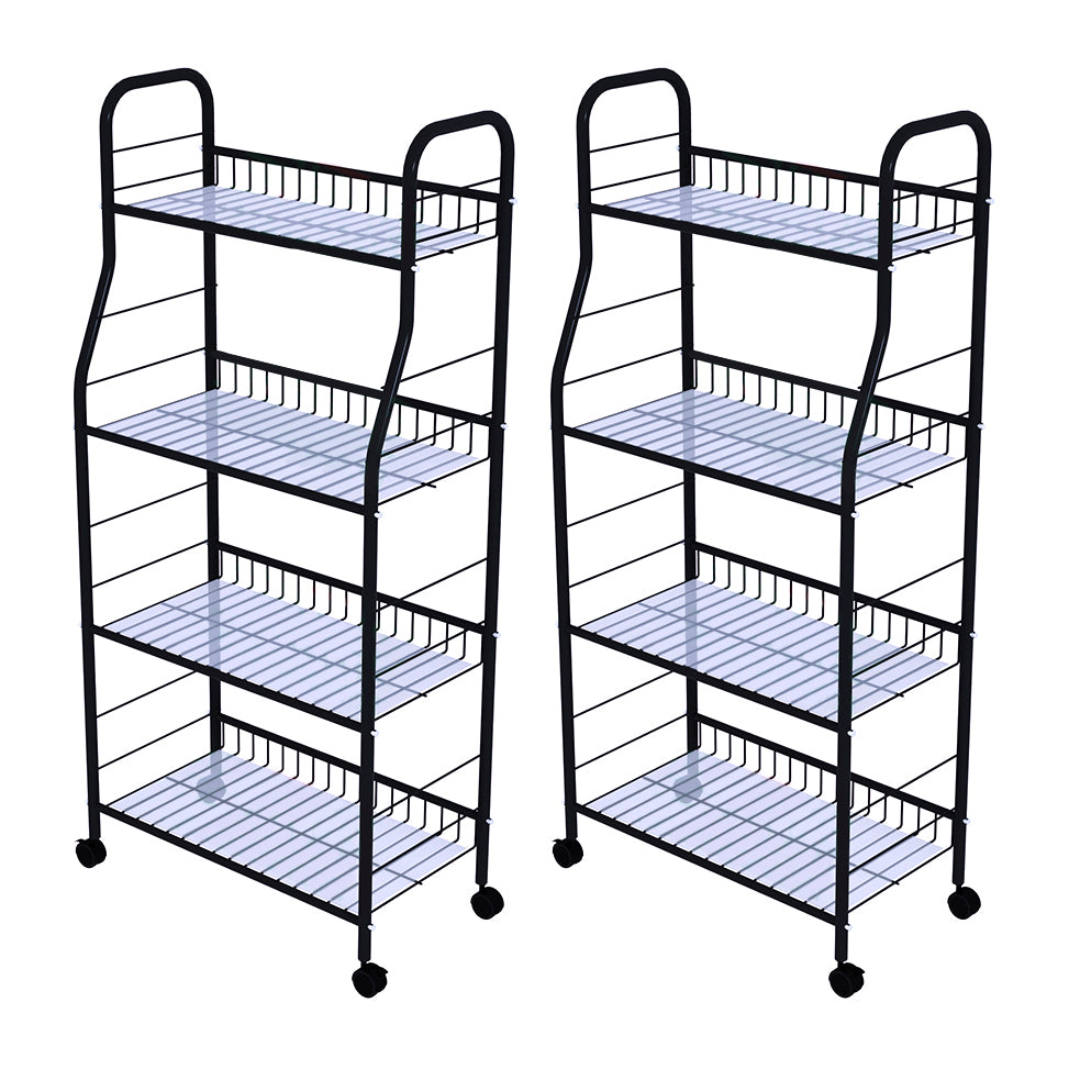 Modern Steel Bookshelf with Wheels Open Bookcase for Living Room