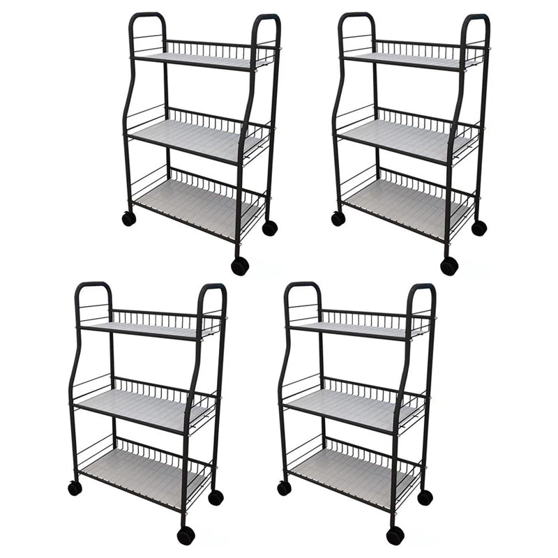 Modern Steel Bookshelf with Wheels Open Bookcase for Living Room