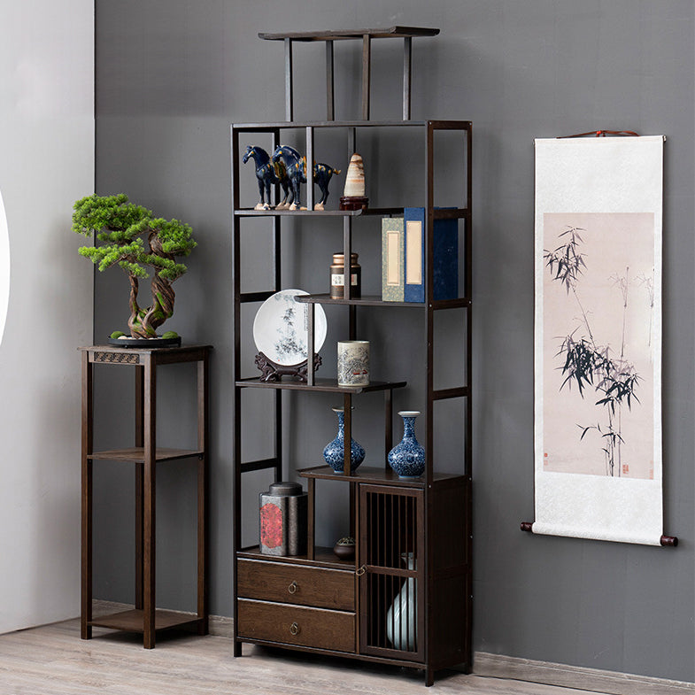 Espresso Shelf Bookcase with Doors Open Back Bookshelf for Office