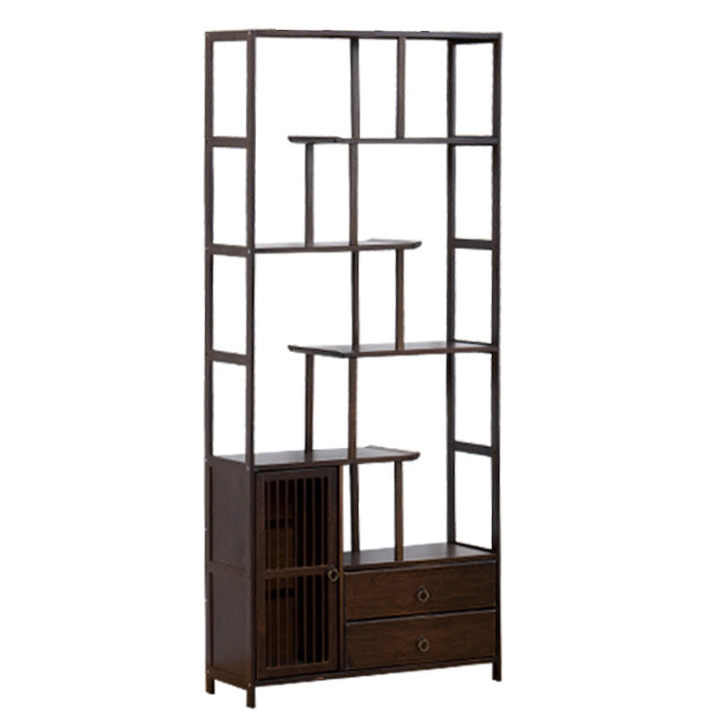 Espresso Shelf Bookcase with Doors Open Back Bookshelf for Office