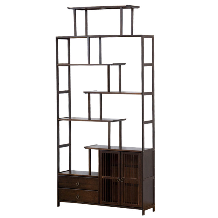 Espresso Shelf Bookcase with Doors Open Back Bookshelf for Office