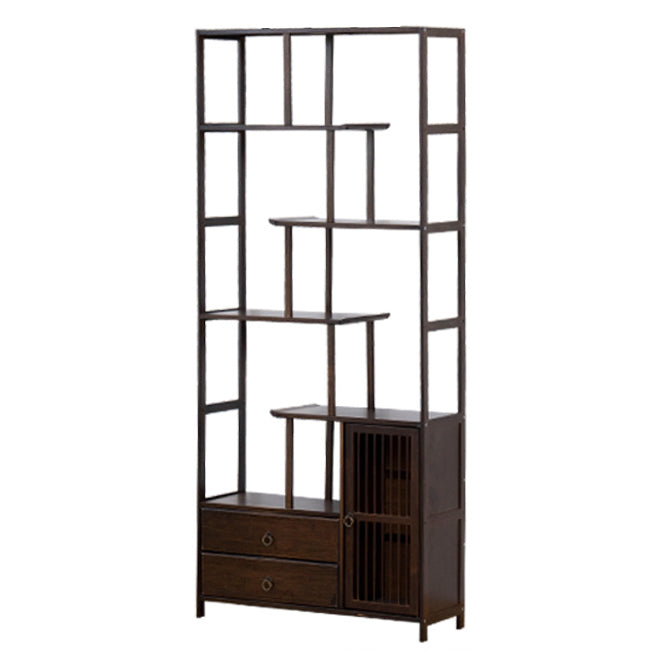 Espresso Shelf Bookcase with Doors Open Back Bookshelf for Office