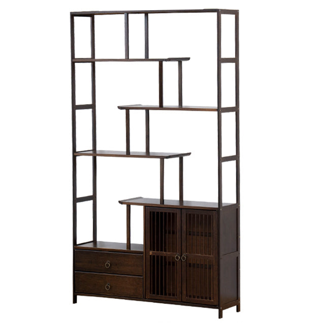 Espresso Shelf Bookcase with Doors Open Back Bookshelf for Office