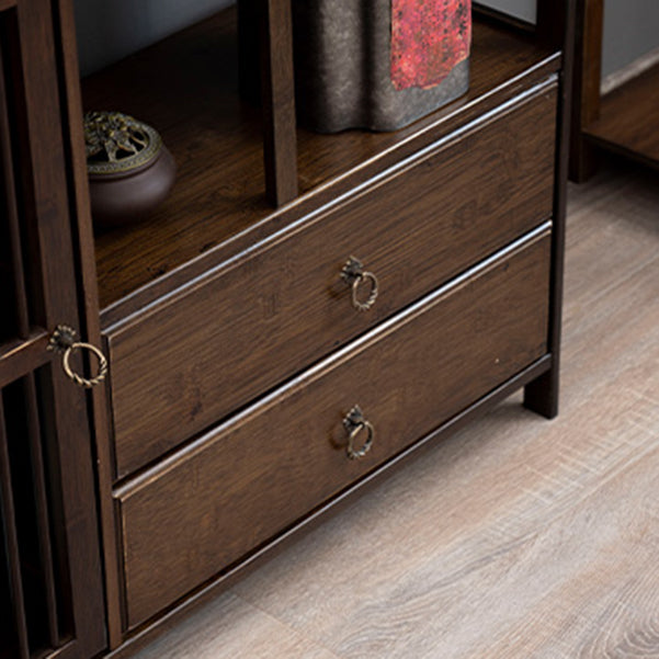 Espresso Shelf Bookcase with Doors Open Back Bookshelf for Office