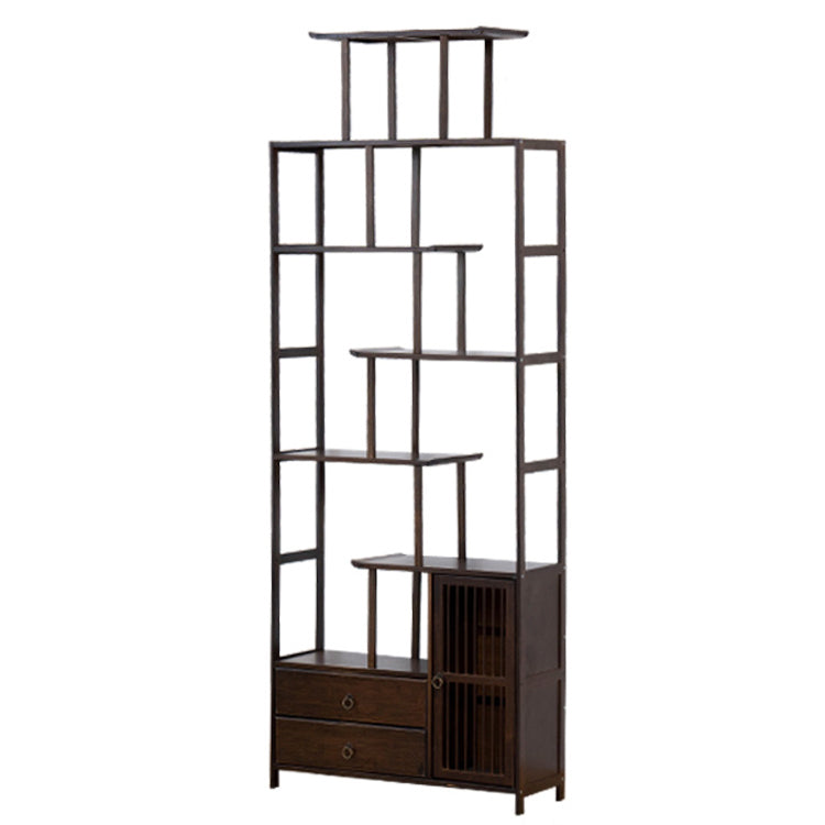 Espresso Shelf Bookcase with Doors Open Back Bookshelf for Office