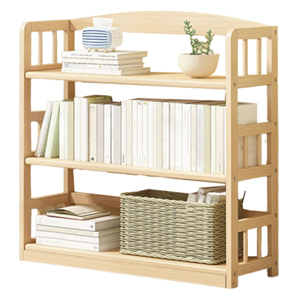 Modern Solid Pine Wood Bookcase, Natural, Open Bookshelf for Living Room