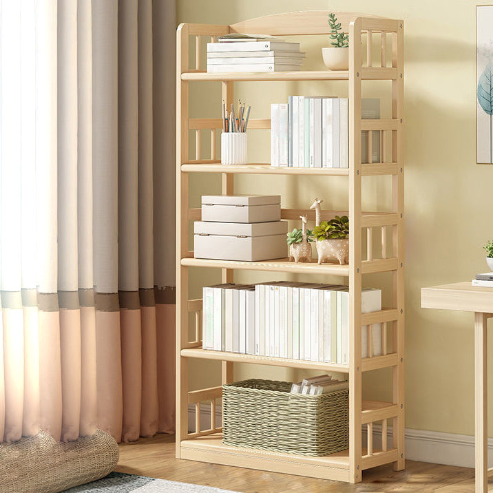 Modern Solid Pine Wood Bookcase, Natural, Open Bookshelf for Living Room