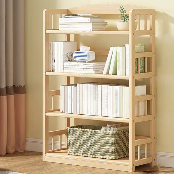 Modern Solid Pine Wood Bookcase, Natural, Open Bookshelf for Living Room