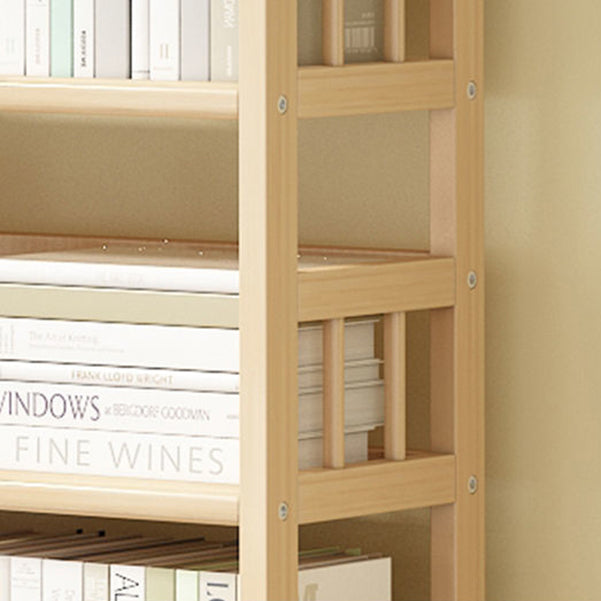 Modern Solid Pine Wood Bookcase, Natural, Open Bookshelf for Living Room