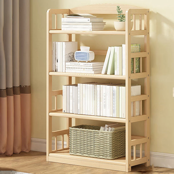 Modern Solid Pine Wood Bookcase, Natural, Open Bookshelf for Living Room