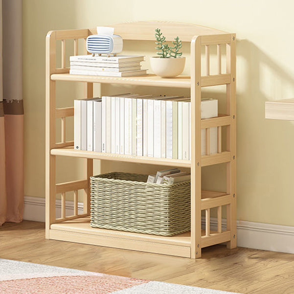 Modern Solid Pine Wood Bookcase, Natural, Open Bookshelf for Living Room