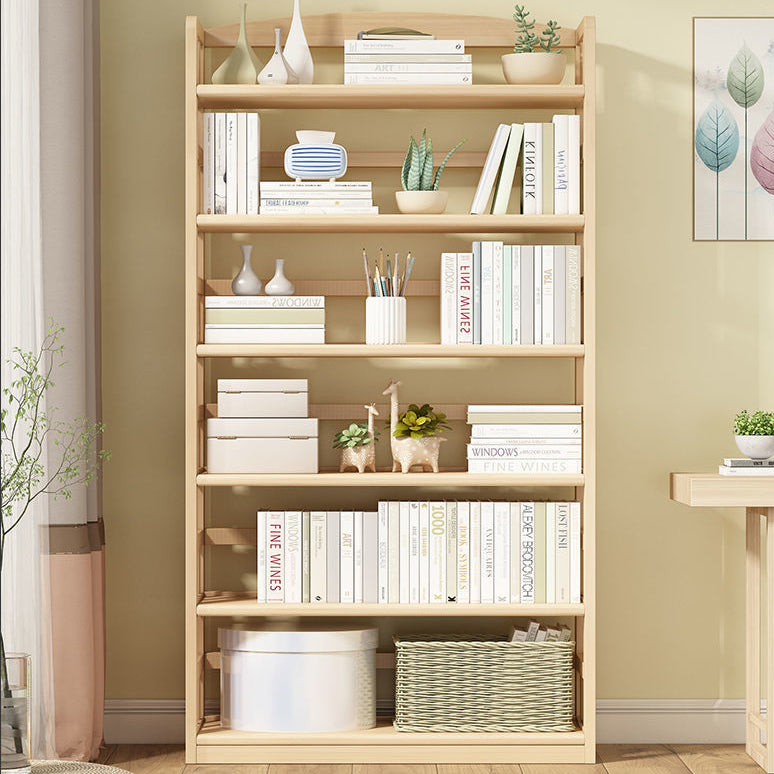Modern Solid Pine Wood Bookcase, Natural, Open Bookshelf for Living Room
