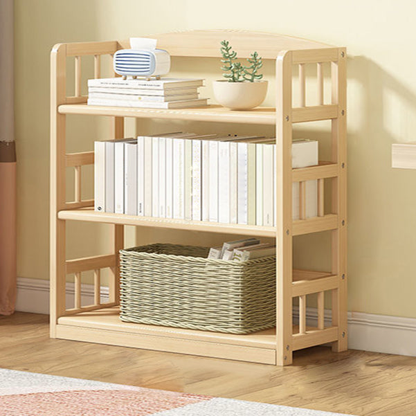 Modern Solid Pine Wood Bookcase, Natural, Open Bookshelf for Living Room