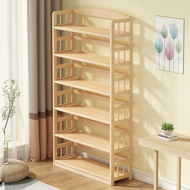 Modern Solid Pine Wood Bookcase, Natural, Open Bookshelf for Living Room