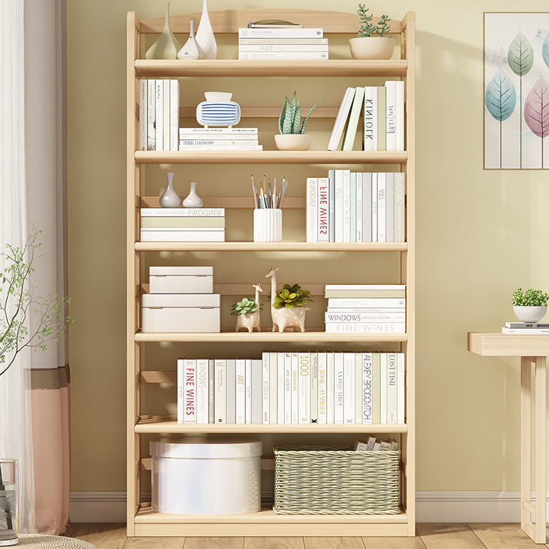 Modern Solid Pine Wood Bookcase, Natural, Open Bookshelf for Living Room
