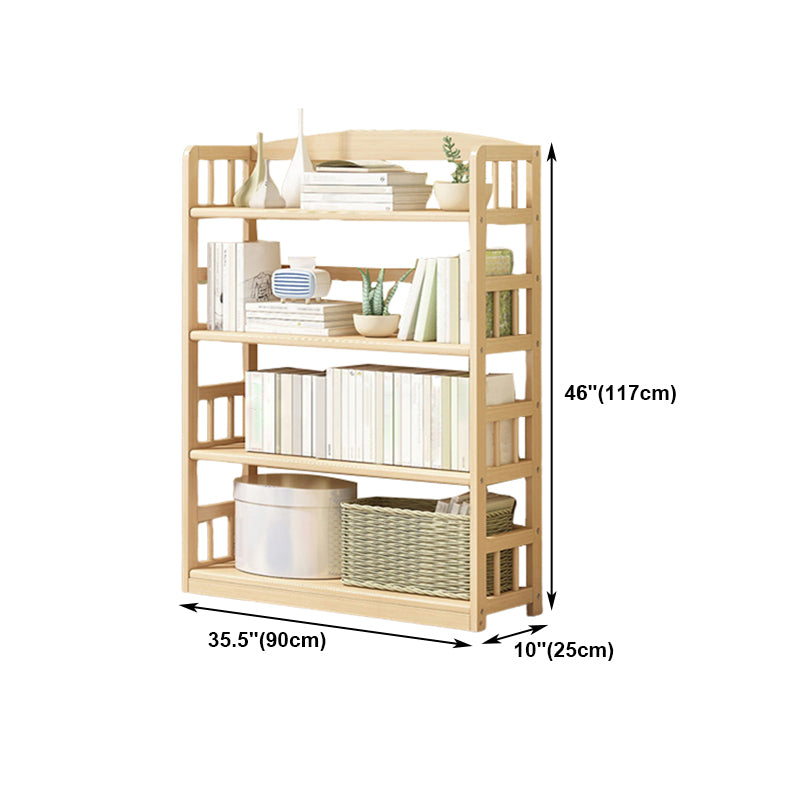Modern Solid Pine Wood Bookcase, Natural, Open Bookshelf for Living Room