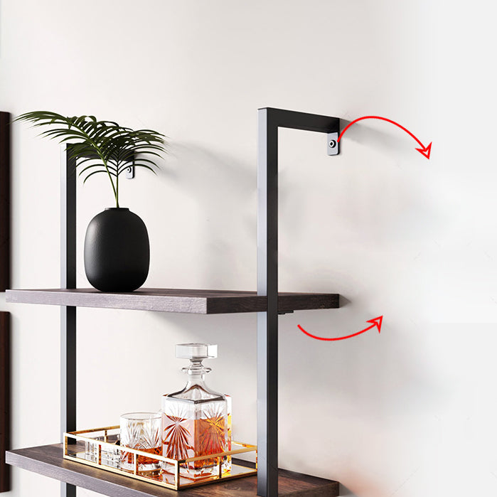 Contemporary Metal Frame Bookcase Wall Mounted Closed Back Bookshelf for Home Office