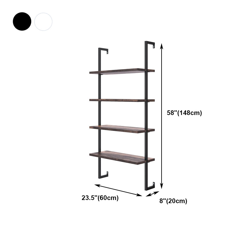 Contemporary Metal Frame Bookcase Wall Mounted Closed Back Bookshelf for Home Office