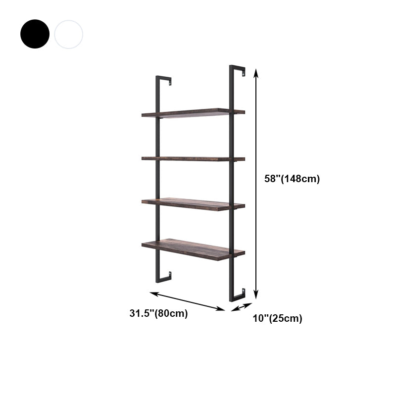 Contemporary Metal Frame Bookcase Wall Mounted Closed Back Bookshelf for Home Office