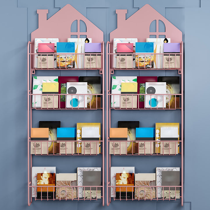 Contemporary Metal Bookcase Wall Mounted Closed Back Bookshelf for Home Office