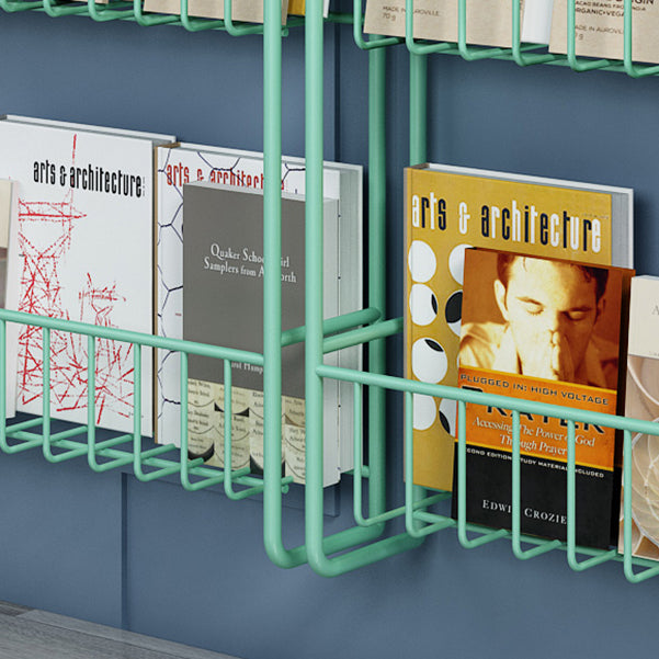 Contemporary Metal Bookcase Wall Mounted Closed Back Bookshelf for Home Office