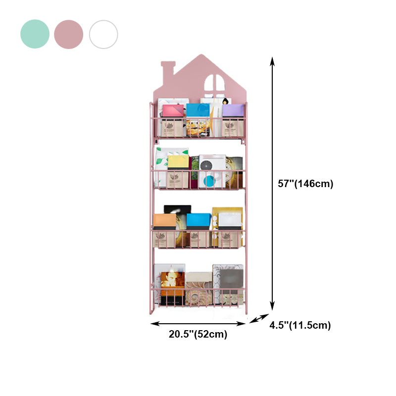 Contemporary Metal Bookcase Wall Mounted Closed Back Bookshelf for Home Office