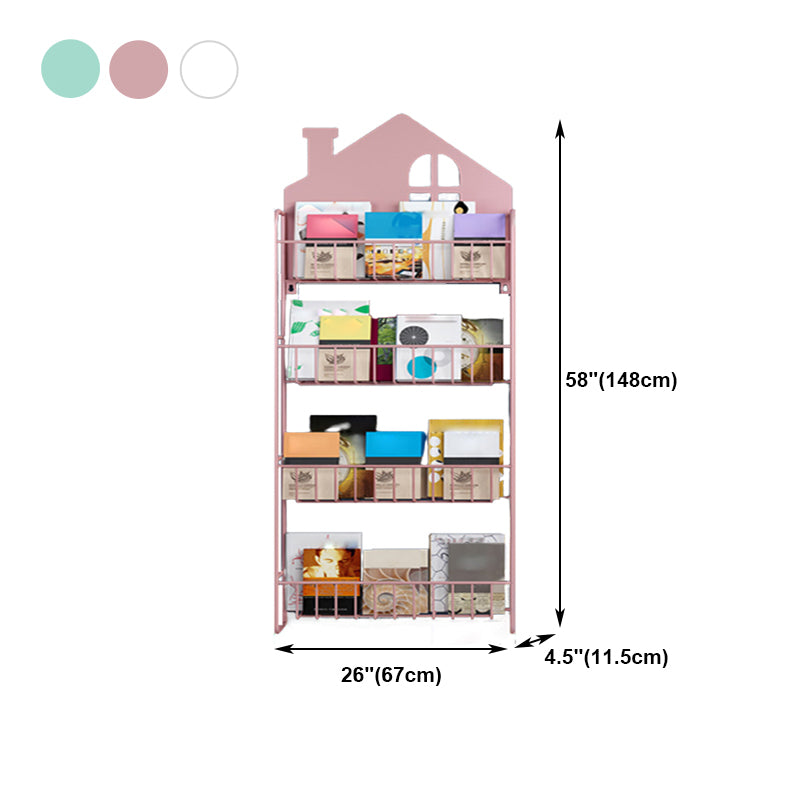 Contemporary Metal Bookcase Wall Mounted Closed Back Bookshelf for Home Office