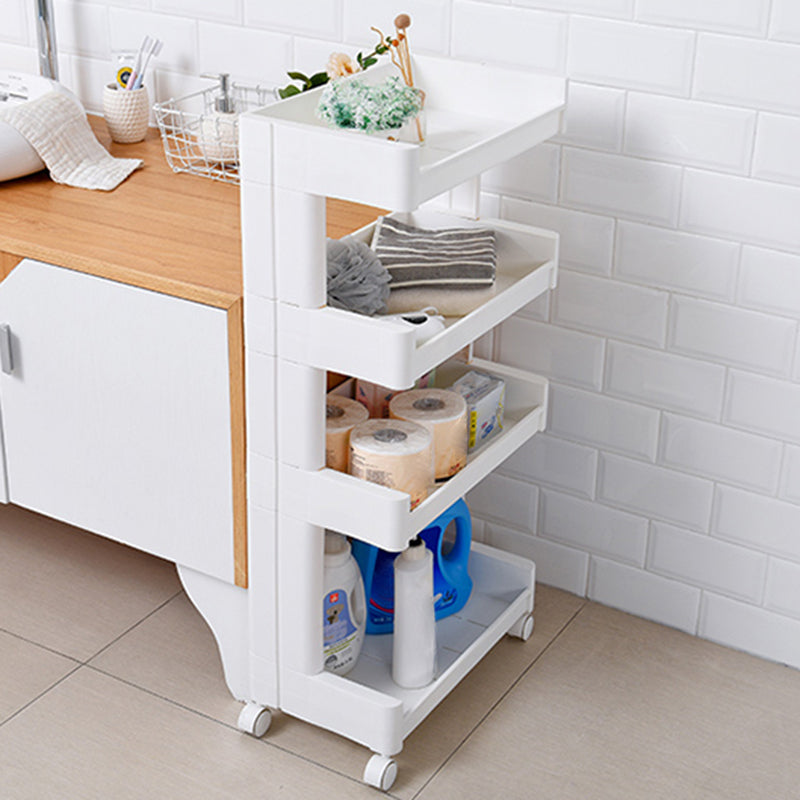 Plastic Geometric Bookcase Contemporary Style Open Back Shelf with Wheels